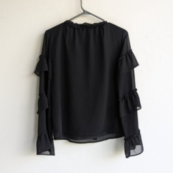 Anthropologie BB Dakota black ruffle sleeve blouse - Picture 5 of 6